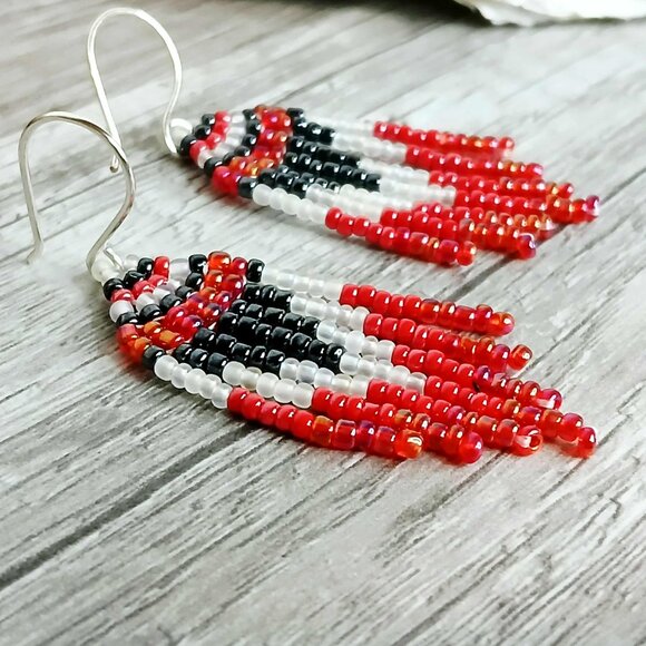 Small Beaded Fringe Dangle Earrings, 2.25" - Picture 3 of 7
